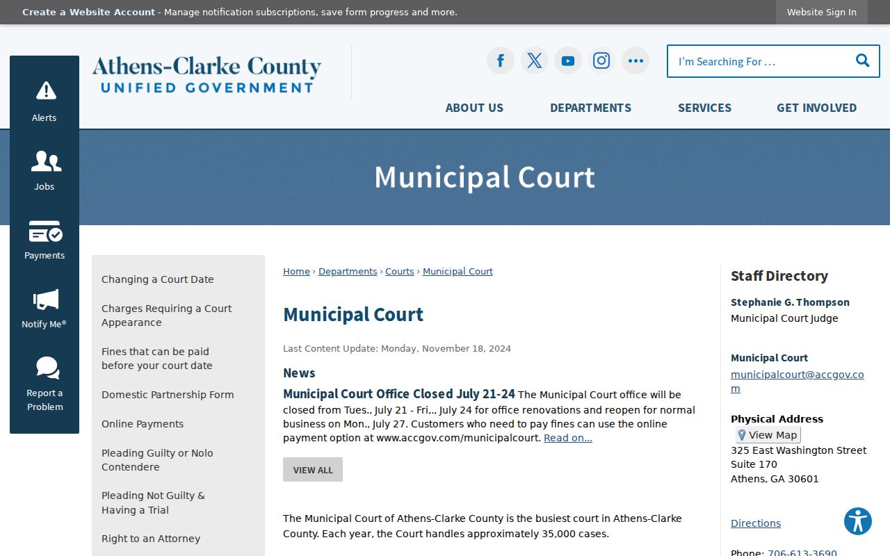 Athens criminal records municipal citation court page