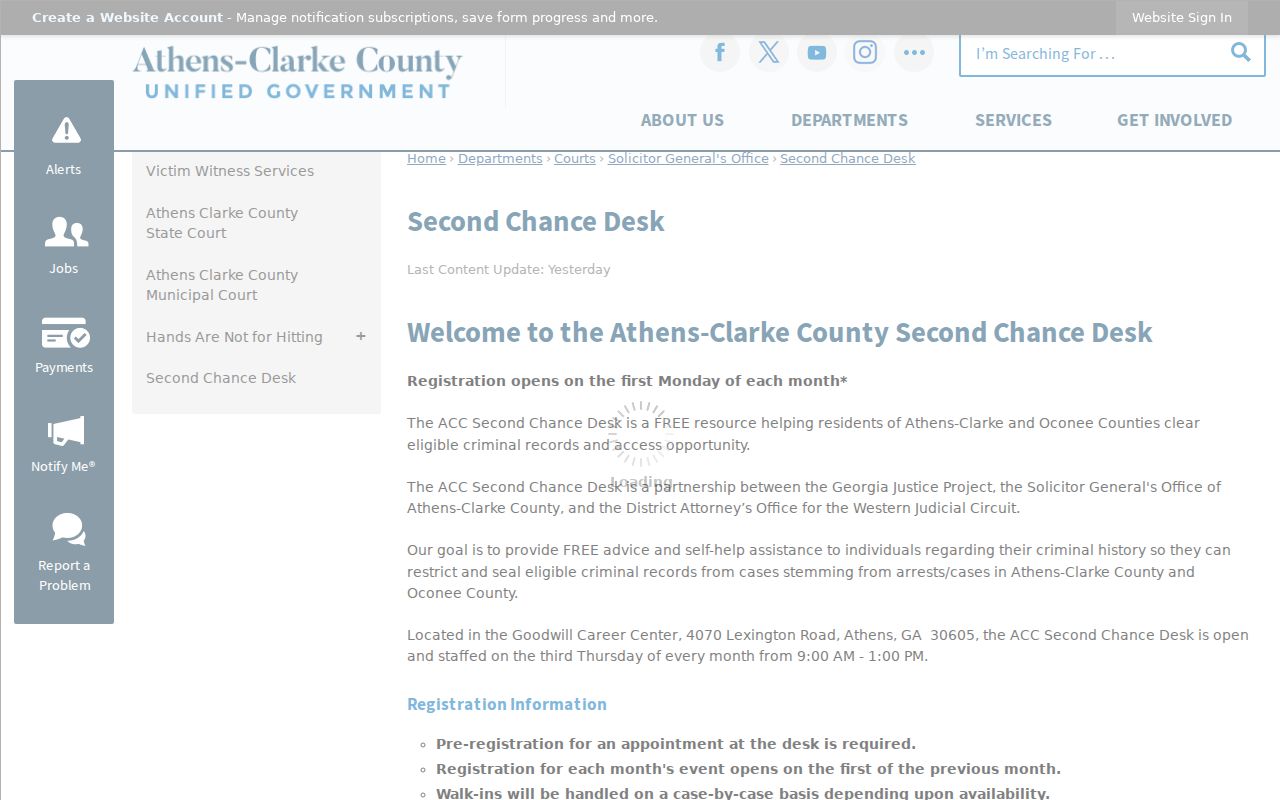 Clarke County Second Chance Desk for record restriction and sealing