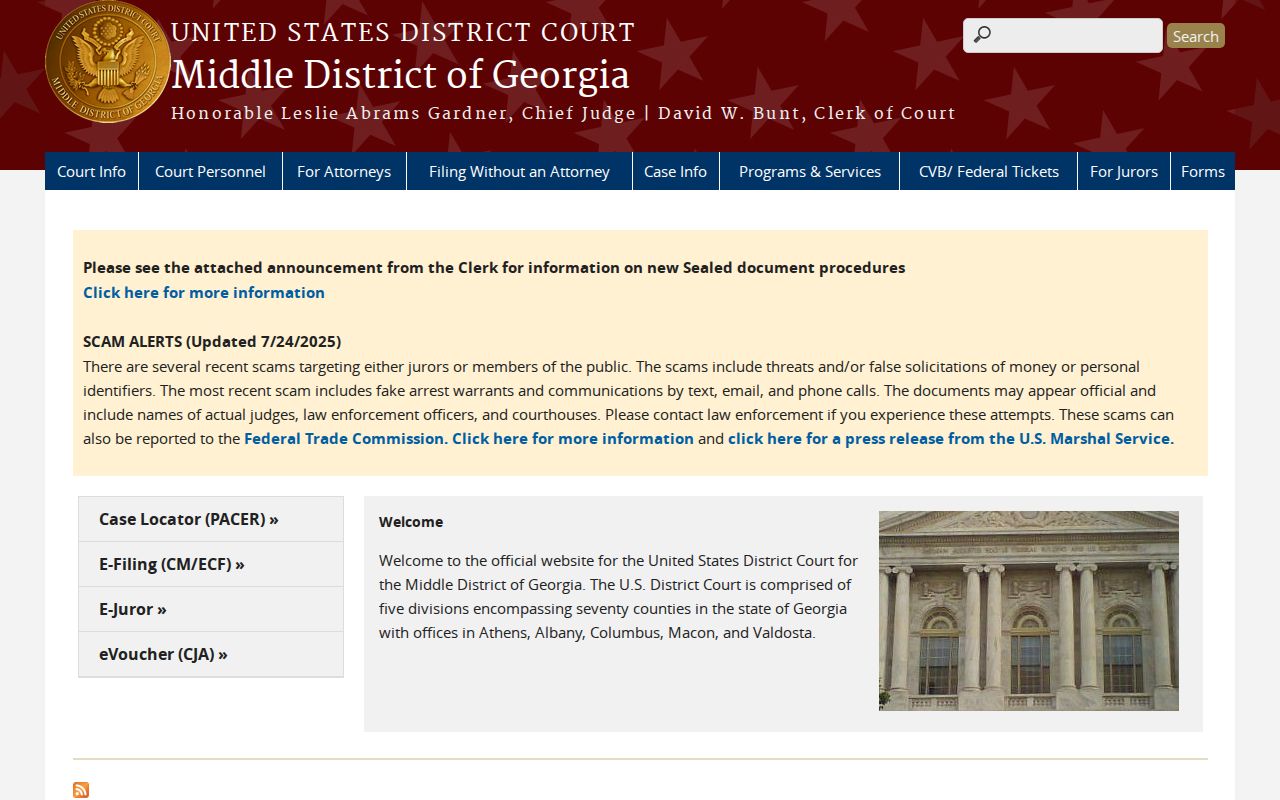 United States District Court Middle District of Georgia webpage