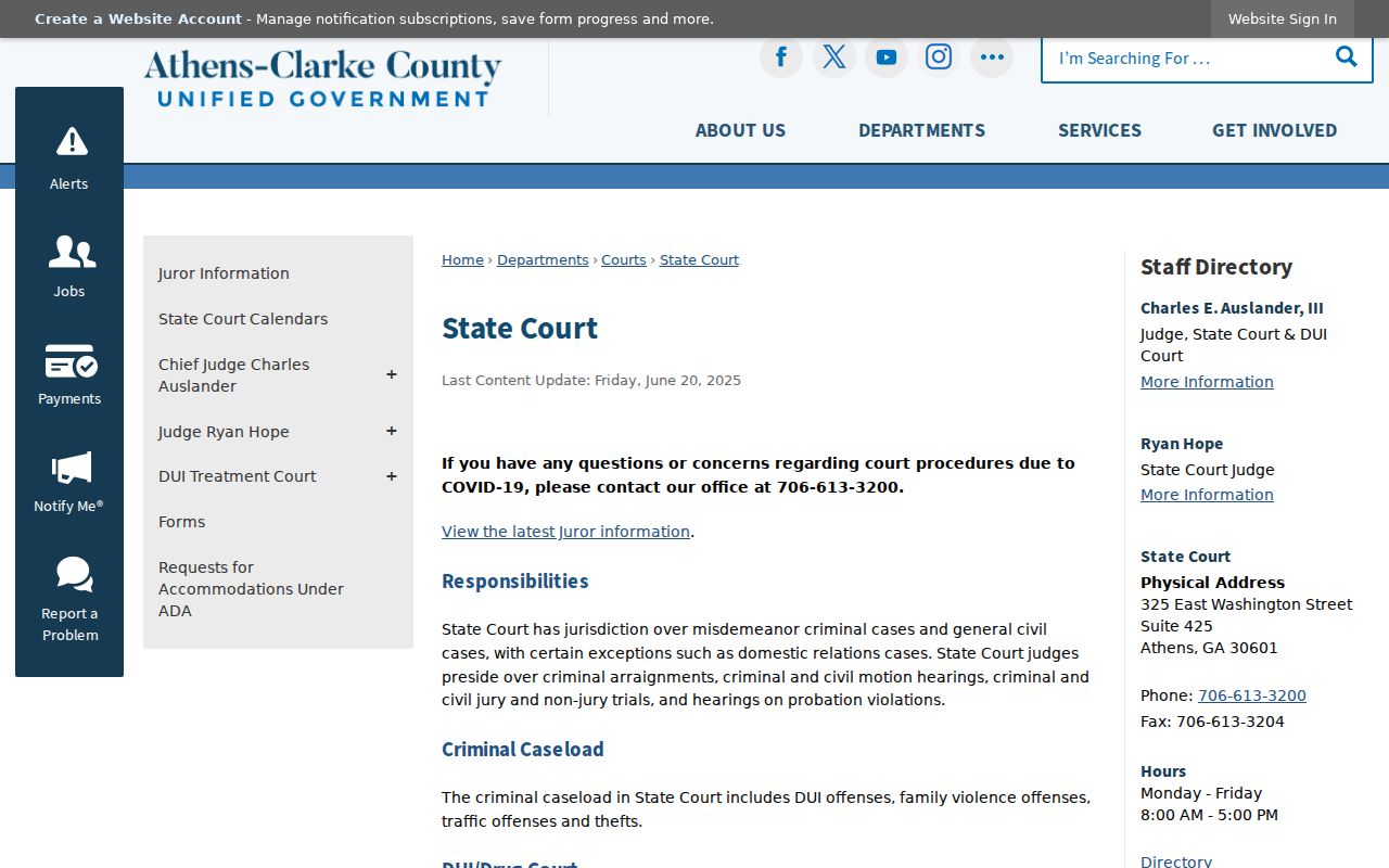 Clarke County State Court official webpage