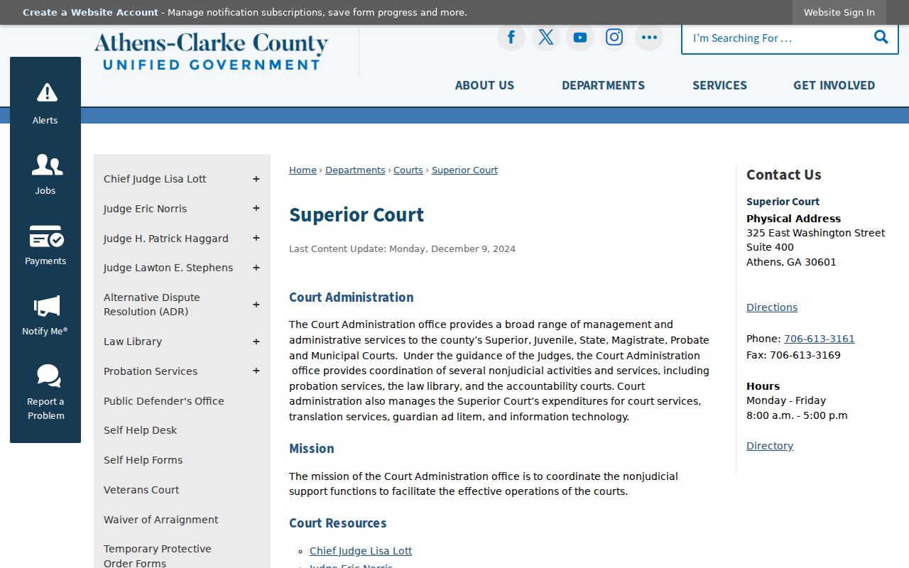 Clarke County Superior Court official webpage