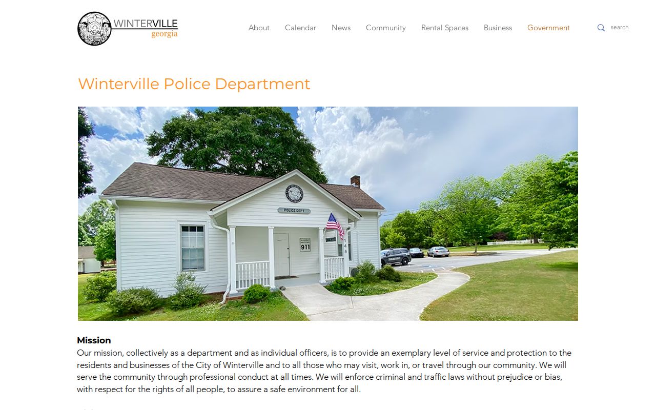 Winterville criminal history Police Department page